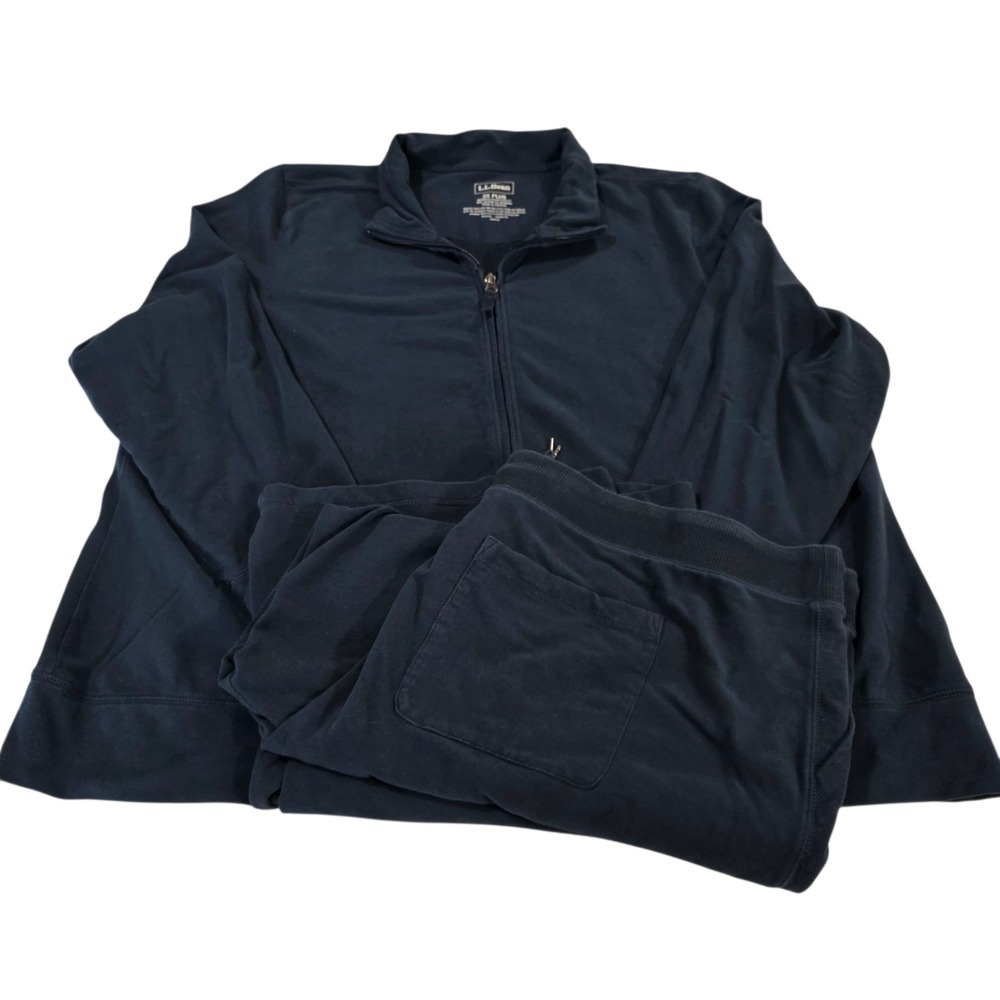 LL Bean Clothing Set Womens Blue 3X Plus Full Zip Knit Active Stretch Outdoor